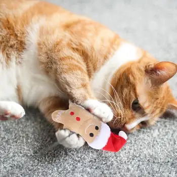 Noel Zencefilli Kurabiye Adam Pet Oyuncak Sevimli Peluş Köpek Kedi Pet Oyuncaklar Çiğnemek Hayvan Karikatür Oyuncak Pet Köpek diş çıkartma oyuncakları Hediye