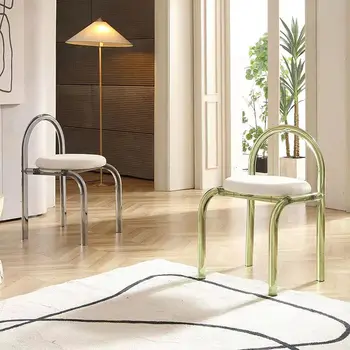 Altı Renk Kristal Makyaj Koltuğu Akrilik Mobilya Rahat Tasarım Arkalığı Yemek Sandalyesi Ins Oturma Odası Tek Kanepe