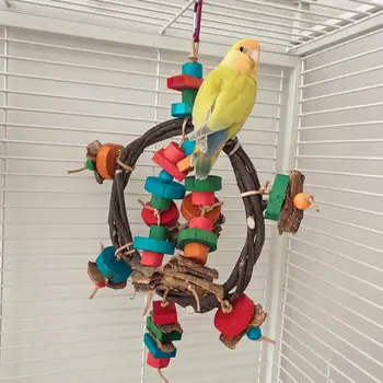 Egzersiz Oyuncak Papağanlar için Dayanıklı Ahşap Kuş Oyuncaklar Papağanlar için Eğlenceli Çiğnemek Oyuncaklar can Sıkıntısını gidermek için Geliştirmek Kafesi Papağanlar için