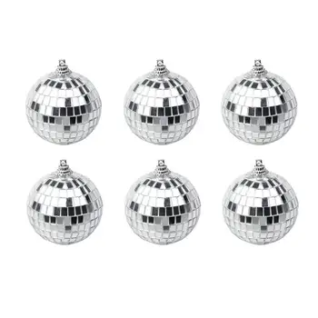 Ayna Disko Topları Araba Kristal Disko Topu 2.4 İnç 6 Paket Gümüş Asma Topu Ekli Dize İle Eğlenceli Parti Ev Dekorasyonu