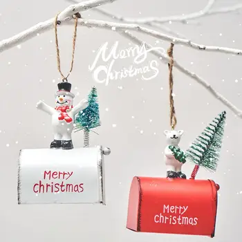 Noel Kolye Ayı Posta Kutusu Kolye Şenlikli Ferforje Posta Kutusu Asılı Süsleme Noel Ağacı Kolye Ev Dekorasyon için
