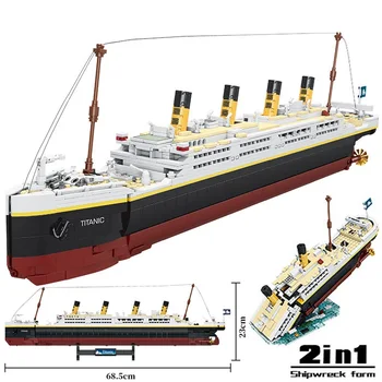 Titanic Blokları Teknik Gemi Tuğla Modeli Yapı Kiti Yetişkin Oyuncaklar Çocuklar için Vapur İnşaat Noel Doğum Günü Hediyeleri
