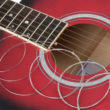 6 Adet Gümüş alüminyum Akustik Gitar Dizeleri E Ayar Pas geçirmez Gitar Dizeleri Enstrüman Aksesuarları E203