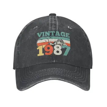 Özel Pamuk Vintage 1987 Doğum Günü Beyzbol Şapkası Kadın Erkek Nefes Baba Şapka Açık