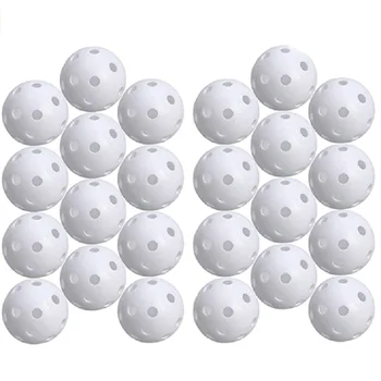 24pcs delikli oyun topları içi boş Golf pratik eğitim spor topları (beyaz)