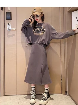 Kore Tarzı Kız Bebek Bahar ve Sonbahar Loungewear Takım Elbise çocuk Spor Kısa ceket +Etek 2 Adet Genç Çocuk Giyim Setleri