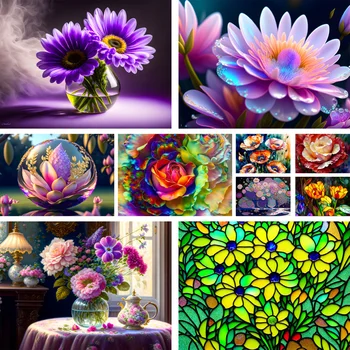 Çiçekler Krizantem Gül Boya Paketi Akrilik Boyalar 50 * 70 Boyama Tuval Üzerine Ev Dekorasyon El Sanatları Yetişkinler İçin