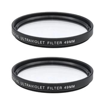 2 Adet UV Filtre Lens 49mm UV Koruma Filtresi Lens HD Dayanıklı UV Filtre 49Mm Kamera Lens
