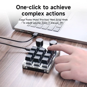 2022.Makro Mini USB Özel Klavye Topuzu BT Ses Düğmesi Çizim Oyun Programlanabilir Çok Fonksiyonlu Mekanik Klavye