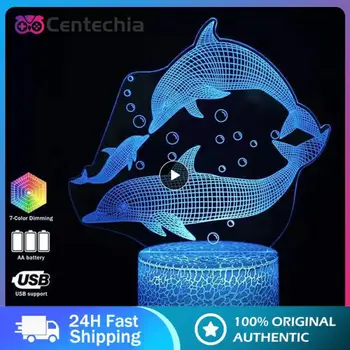 3D LED Gece İşığı Lambası Yunus Serisi 7 Renk 3D Gece Lambası Uzaktan Kumanda Akrilik masa lambaları Ev Dekorasyon Çocuk Oyuncakları Hediyeler