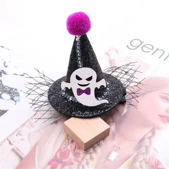 Küçük Cadılar Bayramı cadı şapkaları saç tokası Flaş Lambası Dantel Şapka Ördek Gagası Saç Tokası Kız Cadılar Bayramı Partisi Cosplay Şapkalar saç aksesuarları