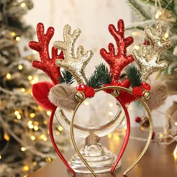 Noel Çocuklar Boynuz Kafa Bandı Yeni Yıl 2024 Hediye Noel Natal Navidad 2023 noel dekorasyonları Ev için saç aksesuarları Parti İyilik