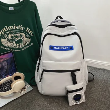 Moda Kadın Kolej Schoolbag Kız Erkek Laptop Sırt Çantası Kadın Kaliteli Naylon Büyük Kapasiteli Seyahat Okul