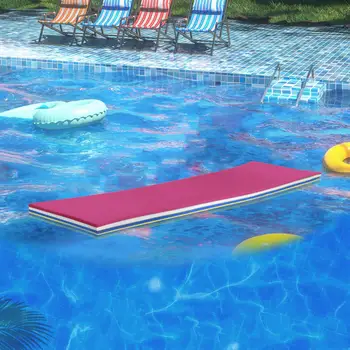 Havuz Yüzen su paspası 3 Katmanlı Su Sal 43x15.7x1.3 İnç Oynamak için, Rahatlatıcı, rekreasyon Roll up Pad Pembe Beyaz Mavi