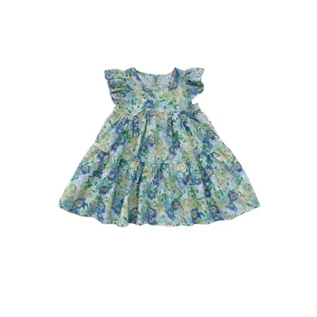 Yaz Çiçek Elbise Çocuklar Kızlar İçin Sinek Kollu A-Line Sundress Toddler Bebek Boho Plaj Parti Topu Pageant Prenses Elbise Elbise