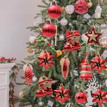 Şenlikli Kolye Süsler Pırıltılı Noel Ağacı Süsler 39 Çok şekilli Asılı Topları Dekoratif Kolye Şenlikli Ev için