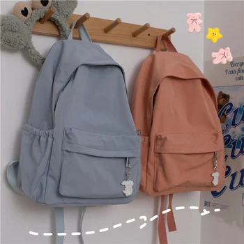 Japon düz renk schoolbag kadın Kore versiyonu Harajuku ulzzang koleji öğrenci sırt çantası büyük kapasiteli sırt çantaları y2k