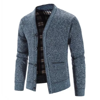 Erkek Hırka Örme Sweatercoat 2023 Sonbahar Kış Polar Sıcak Katı Rahat Örgü Hırka Ceket Ceket Moda Erkek Giyim