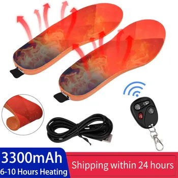 3300mAh USB Isıtmalı Ayakkabı Tabanlık 6-10 Saat 3 hızlı Isıtma Ayakkabı Pedleri Şarj Edilebilir Elektrikli Ayak İsıtıcı Uzaktan Kumanda İle