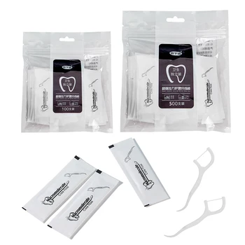 500 Adet / paket Tek Kullanımlık Diş İpi Bireysel Sarılmış Oral Diş Temizleme Diş Pensesinde Seçim Sopa İnterdental Fırça Kürdan