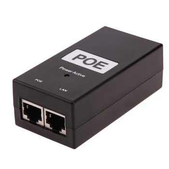 48V 0.5 A 24W Masaüstü POE Güç Enjektörü Ethernet Adaptörü Gözetim CCTV