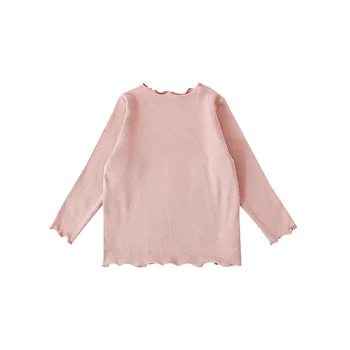 2023 Yeni Kız T-shirt Düz Renk Uzun Kollu Fanila Bebek Kız Üst Gömlek