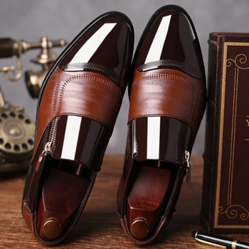 Siyah Rugan ayakkabı Üzerinde Kayma Resmi erkek ayakkabısı Artı Boyutu Sivri Burun Düğün Ayakkabı Erkek Zarif Iş rahat ayakkabılar