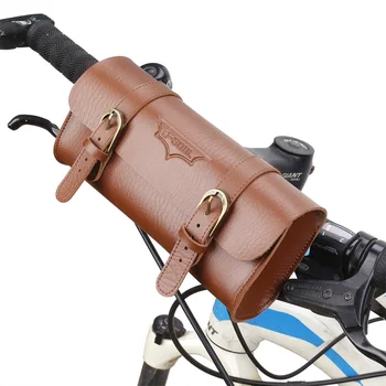 Bel çantası Kompakt Vintage Açık Telefon Kılıfı Bisiklet PU Deri Kolu Dağı bisiklet selesi Çantası Malzemeleri Retro Sürme Ön Pannier