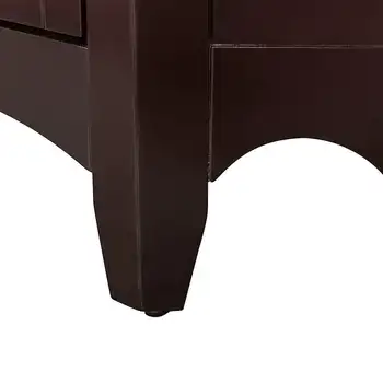 Panjurlu Ahşap Köşe Zemin Dolabı, Koyu Kahverengi Yapışkanlı silikon ayaklı Kapı mıknatıslı Kapı kapatıcı