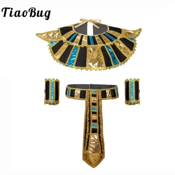 Mısır Kostüm Aksesuarları Yetişkin Mısır Kemer / Yaka / Kral Kamışı / Firavun şapka seti Kadın Erkek Cosplay Mısır Kral Giyim