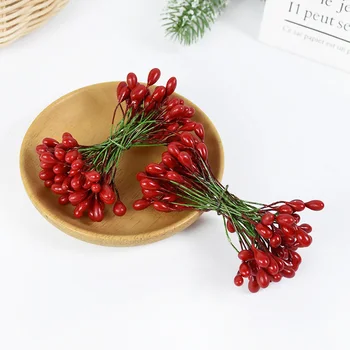 50 adet Renkli yapay çiçek Kiraz Ercik Çift Kafaları Meyveleri Paket Düğün Parti Hediye Kutusu Noel kendin yap çelenk Dekor