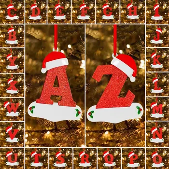 Noel Ağacı Dekorasyon Mektubu Kolye 26 Harfler Ev Tatil Plastik Kolye Noel Yeni Yıl Dekor Süsleme Özelleştirilebilir