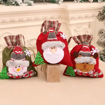 Noel Şeker hediye çantası büzgülü torba Merry Christmas Tedavi Çantası Doğum Günü Partisi Aperatif Sarma Düğün Hediyesi Parti Favor