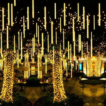 Güneş Meteor duş LED dize ışıkları sokak çelenk noel ağacı dekorasyon açık yeni yıl peri masalı bahçe ışıkları Navidad