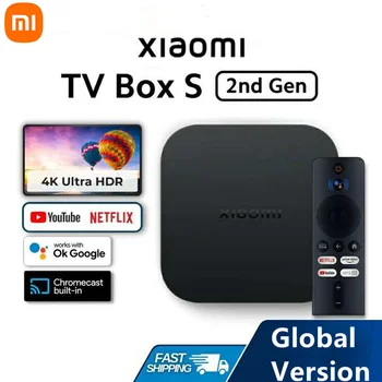Xiao mi mi TV Kutusu S 2nd Gen 4K Ultra HD Dört Çekirdekli Dolby görüş Çift bantlı Wi-Fi Google Asistan Medya Oynatıcı Küresel Sürüm