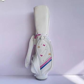 Kadın yüksek kaliteli golf çantası Beyaz / pembe PU su geçirmez golf çantası