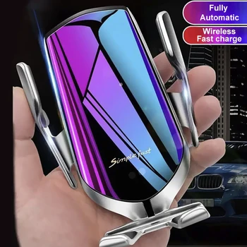 Otomatik Sıkma Qİ Kablosuz araç şarj aleti yuvası Kızılötesi Sensör Hızlı Şarj Tutucu iPhone 8 X XR XS 11 Samsung S10 S9 S8