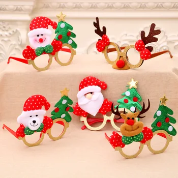 Noel Baba Noel Ağacı Geyik Kağıt Gözlük Çerçevesi Noel Gözlük Fotoğraf Prop Noel süslemeleri yeni yıl Navidad çocuklar hediye