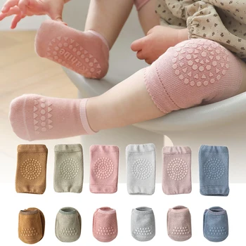4 adet / grup Yaz Bebek Diz Pedleri Çorap Seti Anti Kayma Çorap Çocuk Emekleme Güvenlik Kat Çorap Diz Koruyucu Kız Erkek Diz Çorap