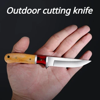 Ahşap saplı açık kesme bıçağı, Meyve bıçağı, paslanmaz çelik yemek bıçağı, halatları kesmek için özel bıçak