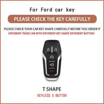 5 Düğmeler TPU Araba Anahtarı Durum Kapak İçin Ford F150 Fusion Explorer Mustang Lincoln MKZ MKC 2013-2017 Koruyucu Fob Deri Anahtarlık