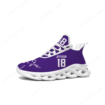 Minnesota futbol Flats Sneakers Erkek Kadın spor ayakkabı Justin Jefferson NO 18 Sneaker Lace Up Mesh Ayakkabı custom made Ayakkabı