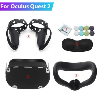 Silikon Koruyucu Kapak Kiti Oculus Quest 2 Dokunmatik kumanda muhafazası İle Kayış Kolu Kavrama Kulaklık Kapağı VR Aksesuarları