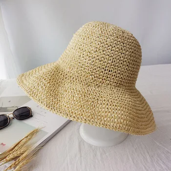2023 Yeni Yaz Moda Kadın Hasır Şapka Bayan Yaz güneş şapkası vizör kapağı Tarzı kova kapağı Hasır Şapka plaj şapkası Açık Kız Kap