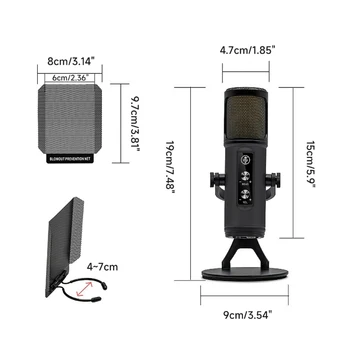 F19C Profesyonel usb'li mikrofon RGB Aydınlatma ile Gürültü Önleyici Teknoloji Mikrofonlar Sessiz / Akustik / Gürültü Azaltma Modları