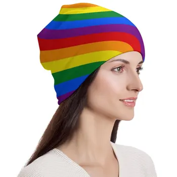LGBT Gökkuşağı Kaput Şapka Eşcinsel Gurur Bayrağı Bere Şapka Özel Örme Şapka Bahar Retro Erkekler Kadınlar Hippi Sıcak Yumuşak Kapaklar