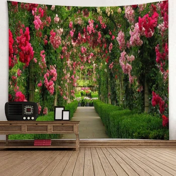 Yeşil Bitki Çiçek Peyzaj Goblen 3D Sevimli Battaniye Duvar Asılı Kawaii Ev Oturma Odası Yurt yatak odası dekoru Estetik Tapiz