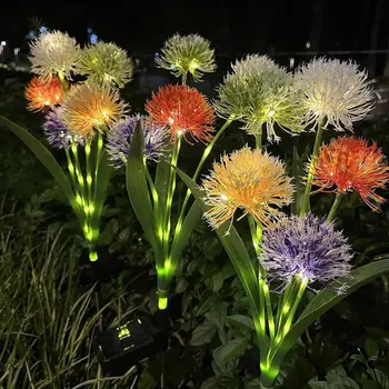 5 Kafa açık güneş ışıkları karahindiba çiçekler lamba IP65 su geçirmez bahçe dekorasyon aydınlatma çim Yard balkon düğün Tatil
