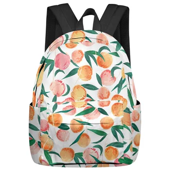 Şeftali Yaprağı Pembe Şube Beyaz Moda Kadın Sırt Çantası Kız Seyahat Kitap Çantaları Laptop Sırt Çantaları Seyahat Sırt Çantası Schoolbag