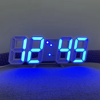 3D LED Dijital Saat duvar dekorasyonu Parlayan Gece Modu Ayarlanabilir Elektronik Masa Saati duvar saati dekorasyon oturma odası LED Saat